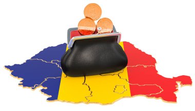 Romanya'da bankacılık, yatırım veya finans kavramı. 3d renderin