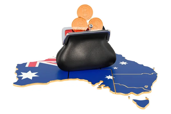 Банківська справа, Інвестиційна або фінансова концепція в Австралії. 3D візуалізації — стокове фото