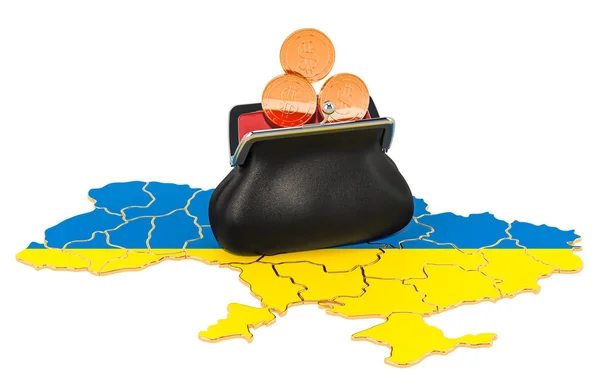 우크라이나에서 은행, 투자 또는 금융 개념. 3D 렌더린 — 스톡 사진