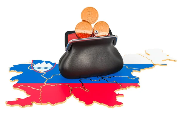 Bankowość, inwestycja lub koncepcja finansowa w Słowenii. 3D renderi — Zdjęcie stockowe