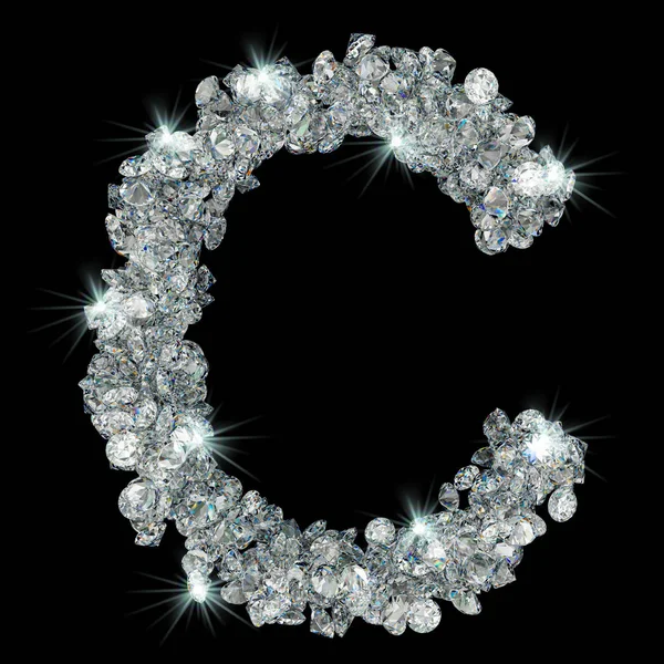 다이아몬드에서 문자 C. 3D 렌더링 — 스톡 사진
