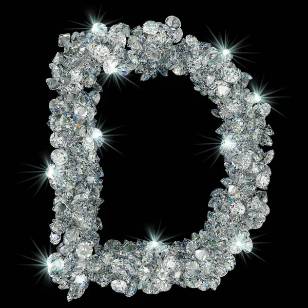 Літера D з діамантів. 3D візуалізація — стокове фото