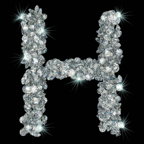 Letter H van diamanten. 3D-rendering — Stockfoto