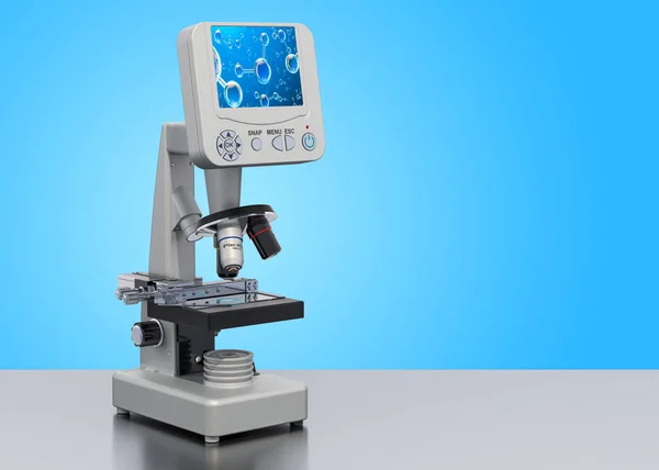 Цифровой микроскоп на столе. 3D рендеринг — стоковое фото
