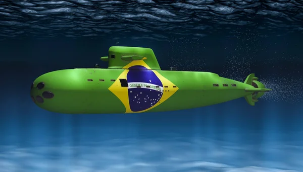 Submarino da Marinha do Brasil, conceito. Renderização 3D — Fotografia de Stock