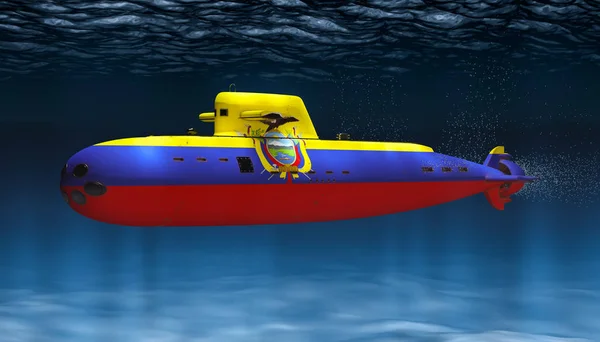 厄瓜多尔海军潜艇，概念。3d 渲染 — 图库照片