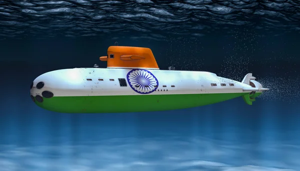 U-Boot der indischen Marine, Konzept. 3D-Darstellung — Stockfoto