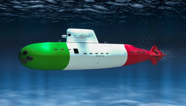 意大利海军潜艇，概念。3d 渲染 — 图库照片