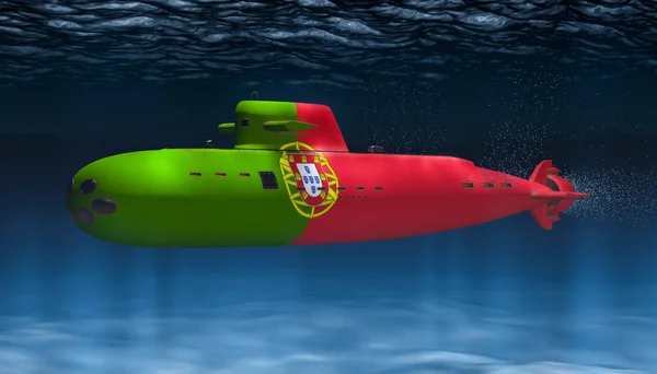Sottomarino della Marina portoghese, concetto. Rendering 3D — Foto Stock