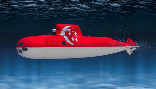 Подводная лодка ВМС Сингапура, концепция. 3D рендеринг — стоковое фото