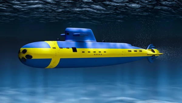 Submarino da Marinha Sueca, conceito. Renderização 3D — Fotografia de Stock