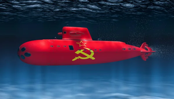 Подводная лодка ВМФ СССР, концепция. 3D рендеринг — стоковое фото