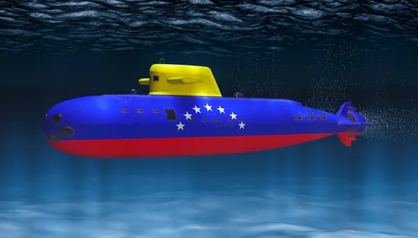 Подводная лодка ВМС Венесуэлы, концепция. 3D рендеринг — стоковое фото