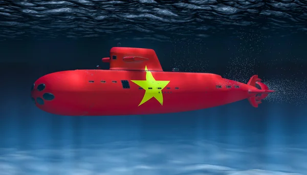 Подводная лодка ВМФ Вьетнама, концепция. 3D рендеринг — стоковое фото