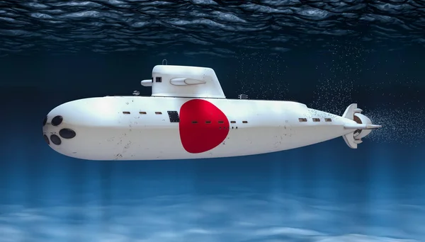Submarine of Japanese Navy, concept. 3D rendering — Stock Photo, Image