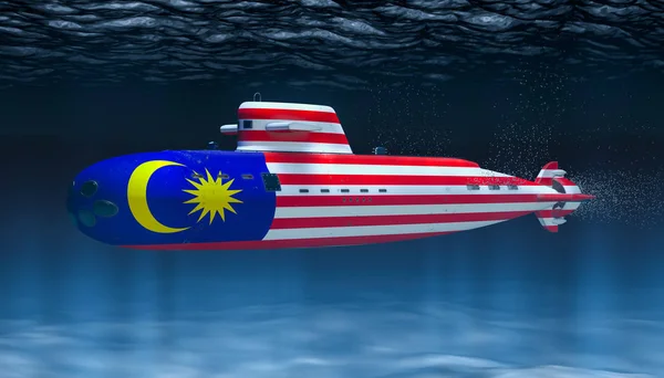 Submarine of Malaysian Navy, concept. 3D rendering — Stock Photo, Image