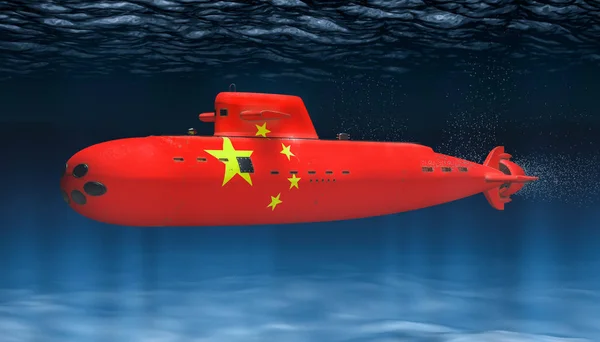 Onderzeeër van de Chinese marine, concept. 3D-rendering — Stockfoto