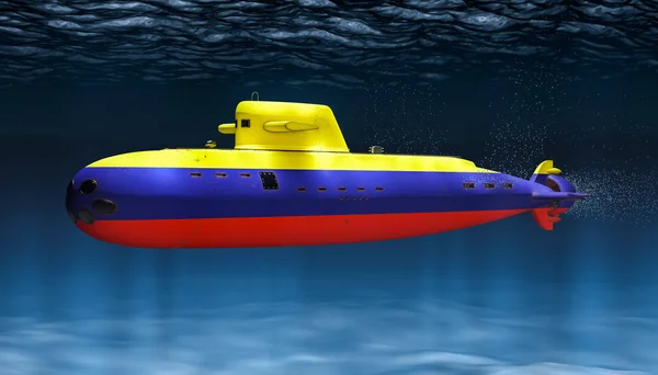 Submarino da Marinha Colombiana, conceito. Renderização 3D — Fotografia de Stock