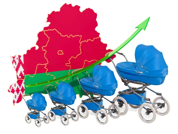 Növekvő születési arány Belaruszban, koncepció. 3D-leképezés — Stock Fotó