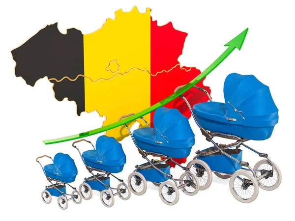 Αύξηση του ποσοστού γεννήσεων στο Βέλγιο, έννοια. απόδοση 3D — Φωτογραφία Αρχείου