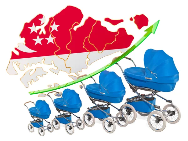 シンガポールの出生率の上昇、コンセプト。3D レンダリング — ストック写真