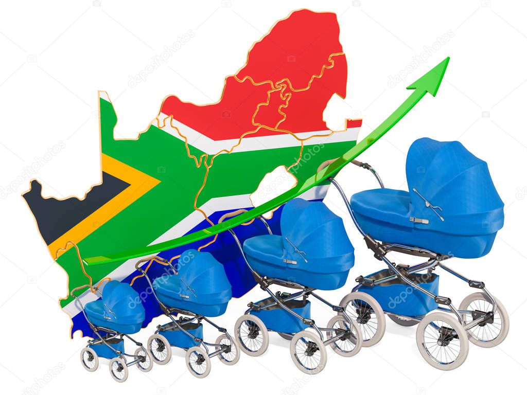 Growing birth rate in South Africa, concept. 3D rendering