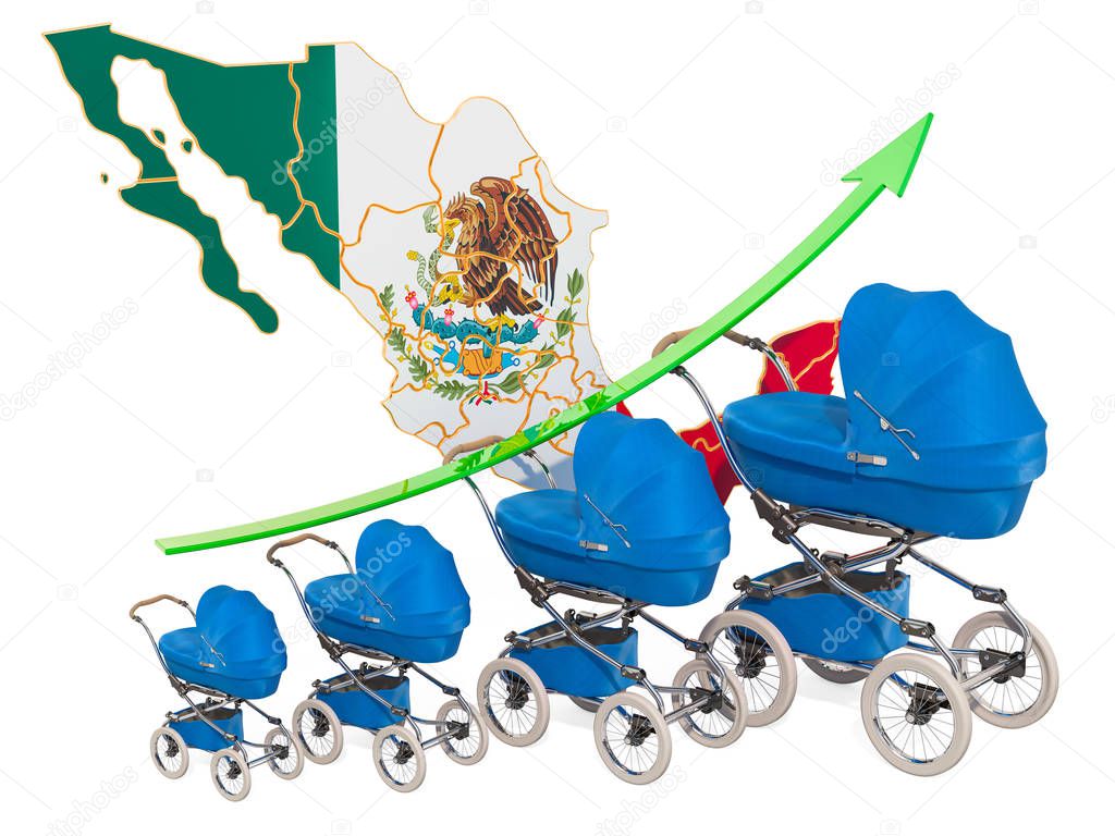 Growing birth rate in Mexico, concept. 3D rendering