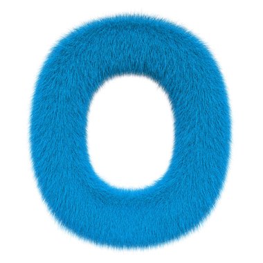 Renkli, kabarık, kıllı harf O. 3d render