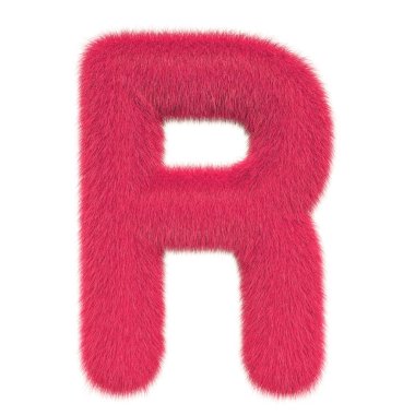 Renkli, kabarık, kıllı harf R. 3d render