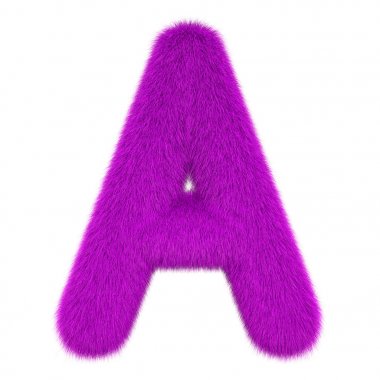 Renkli, kabarık, kıllı harf A. 3d render