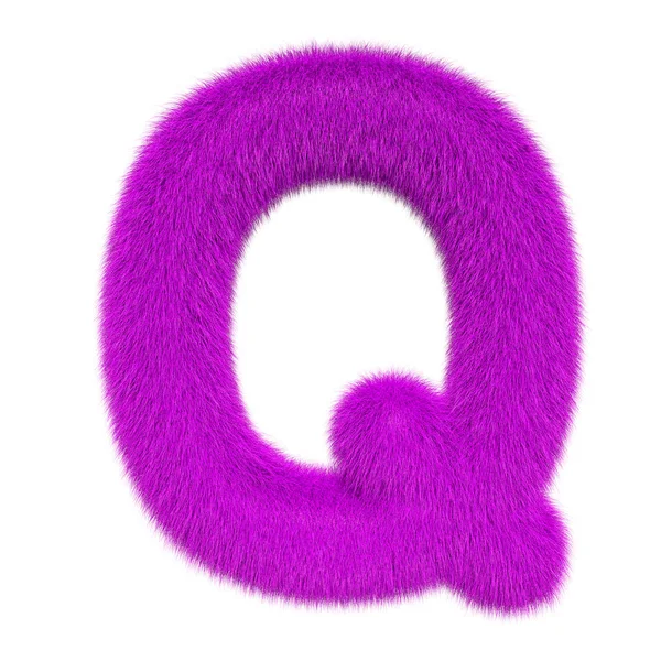 Carta Q colorida, fofa e peluda. Renderização 3D — Fotografia de Stock