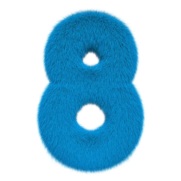 Colored, fluffy, hairy number 8. 3D rendering — Stock Photo, Image