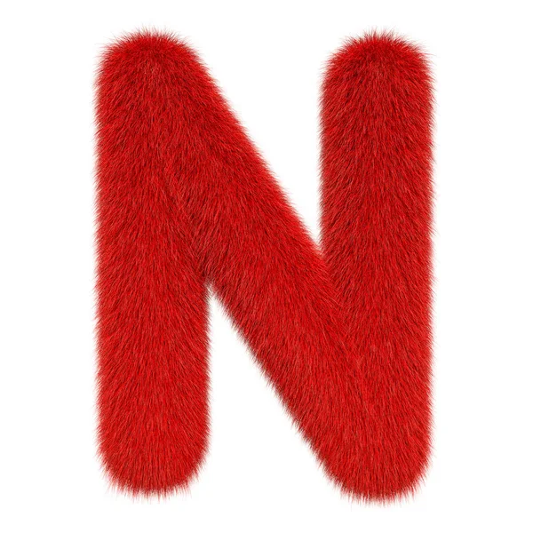 Färgad, fluffigt, håriga bokstaven N. 3D rendering — Stockfoto