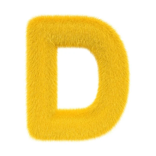 Färgad, fluffigt, håriga bokstaven D. 3D rendering — Stockfoto