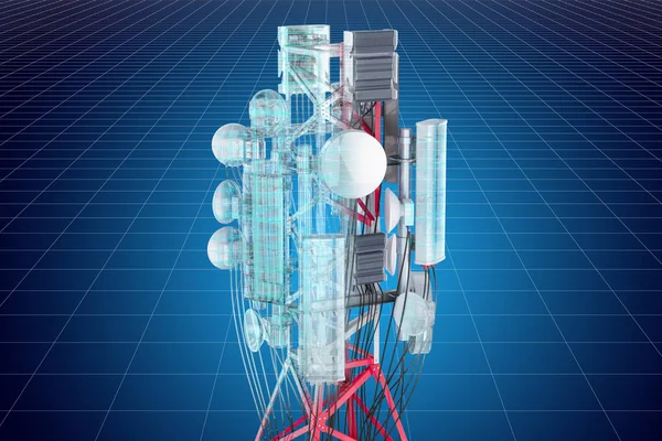 Visualisierung 3D-Cad-Modell des Zellturms, 3D-Rendering — Stockfoto