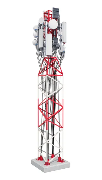Torre móvel com antenas de telemóvel. Renderização 3D — Fotografia de Stock