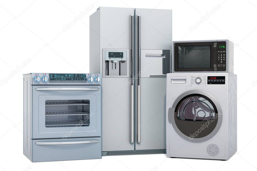 Set of silver kitchen appliances
