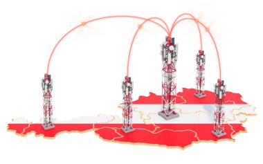 Avusturya'da mobil iletişim, haritada baz istasyonları