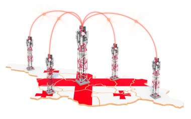Gürcistan'da mobil iletişim, haritada baz istasyonları