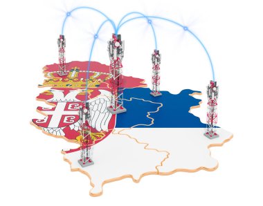 Sırbistan'da mobil iletişim, haritada baz istasyonları