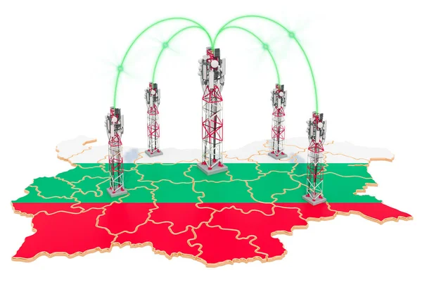 保加利亚的移动通信，地图上的基站 — 图库照片