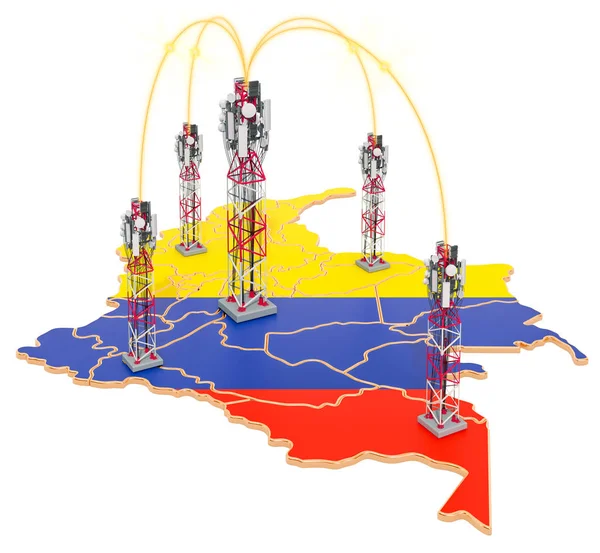 Мобильная связь в Колумбии, сотовые вышки на карте — стоковое фото