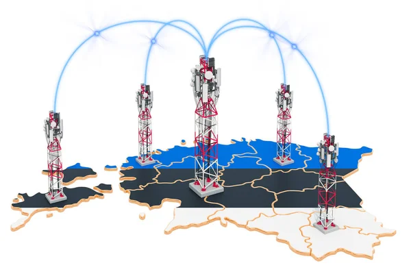 Komunikacja mobilna w Estonii, wieże komórkowe na mapie — Zdjęcie stockowe