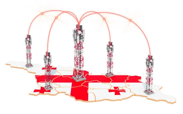 Mobil kommunikáció Grúziában, sejttornyok a térképen — Stock Fotó