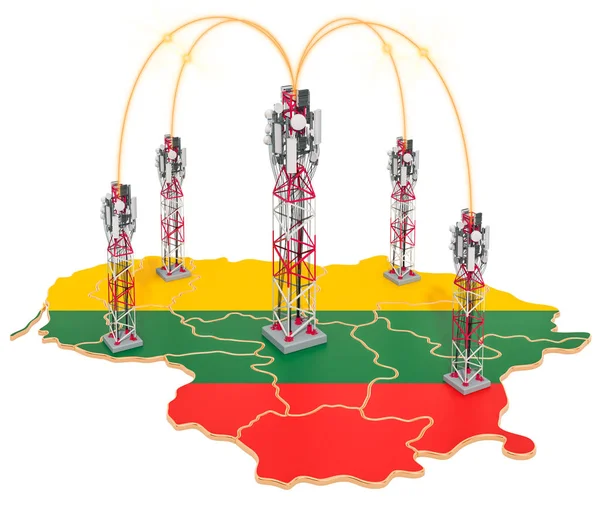Comunicaciones móviles en Lituania, torres celulares en el mapa — Foto de Stock