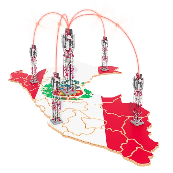Мобильная связь в Перу, вышки сотовой связи на карте — стоковое фото