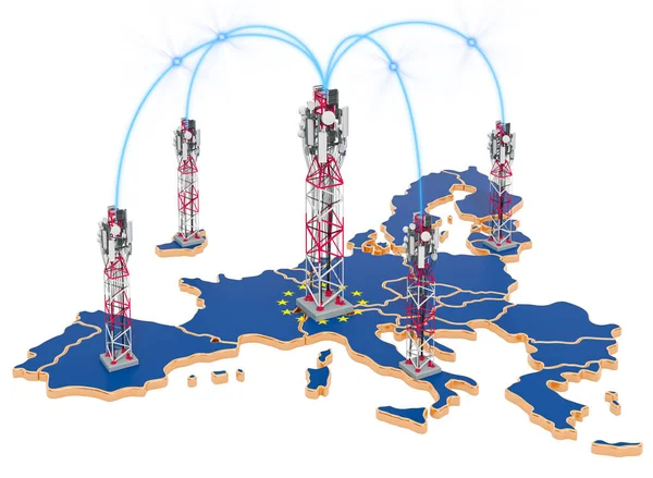 Łączność mobilna w Unii Europejskiej, wieże komórkowe — Zdjęcie stockowe