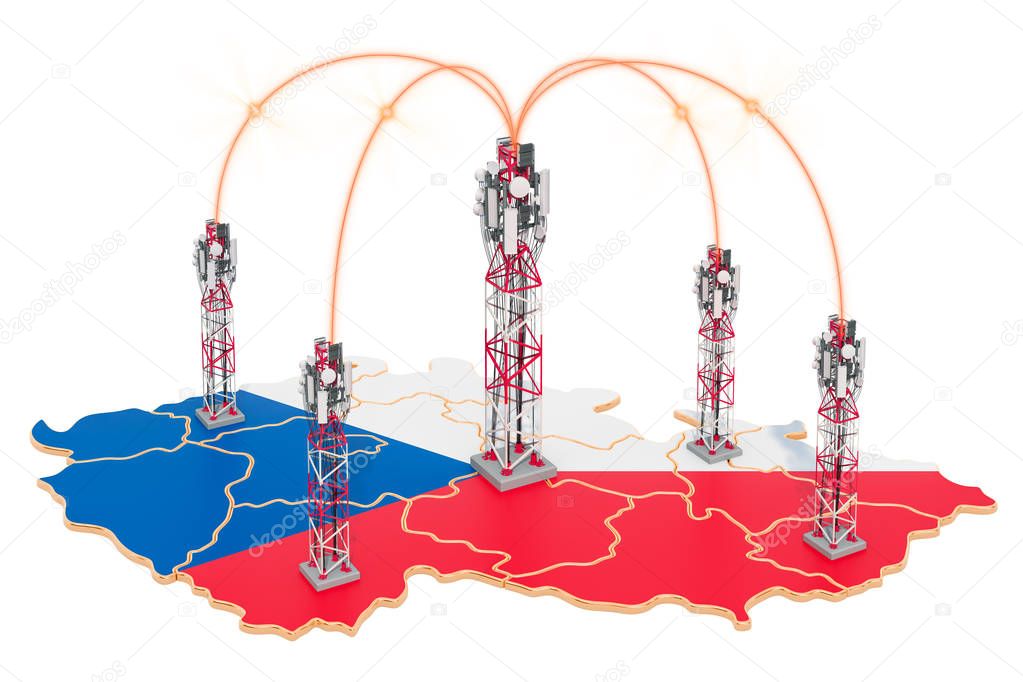 Mobile communications in Czech Republic, cell towers on the map