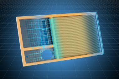 Hava filtresi görselleştirme 3D CAD modeli, plan