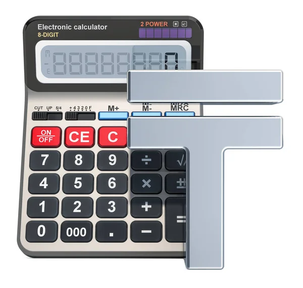 Calculator with Kazakhstani tenge symbol, 3D rendering — Stock Photo, Image